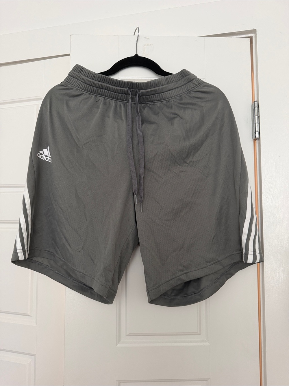 adidas Gray Athletic Shorts with White Side Stripes